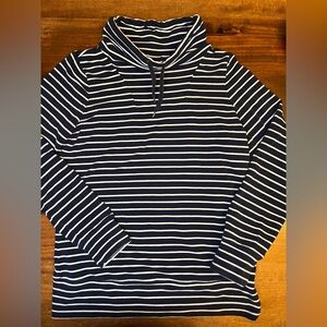 LL Bean Women’s Cowl Neck Blue/White Striped Sweater Size XS Reg